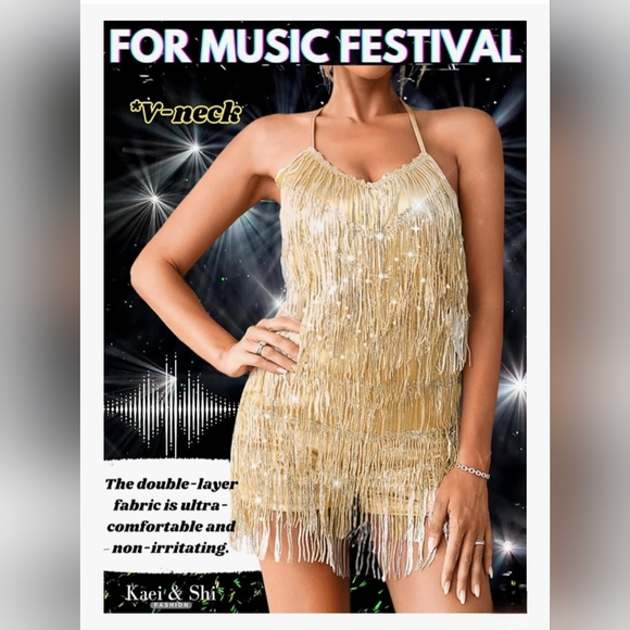 Kaei&Shi Sequin Fringe Romper #1011 NWOT - Picture 8 of 10